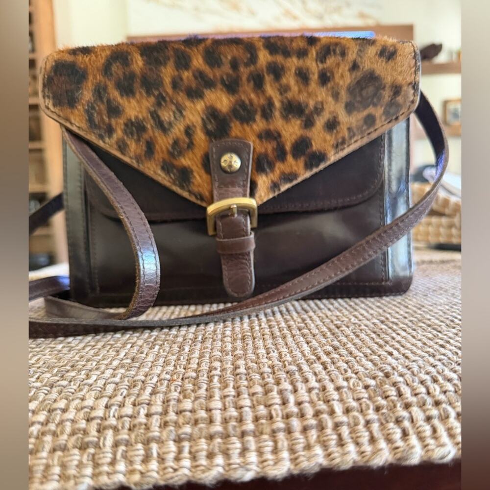 Patricia Nash “Cassano” leopard calf hair crossbody bag